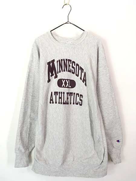 古着 90s USA製 Champion Reverse Weave 「MINNESOTA」 3段 カレッジ リバース スウェット グレー XXXL 古着