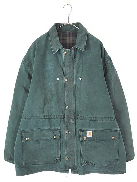 古着 Carhartt グリーン ダック ワーク ダスター コート XL位 古着
