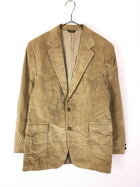 古着 70s Levis ウエスタン ヨーク 畝なし ベロア コーデュロイ テーラード ジャケット 40R