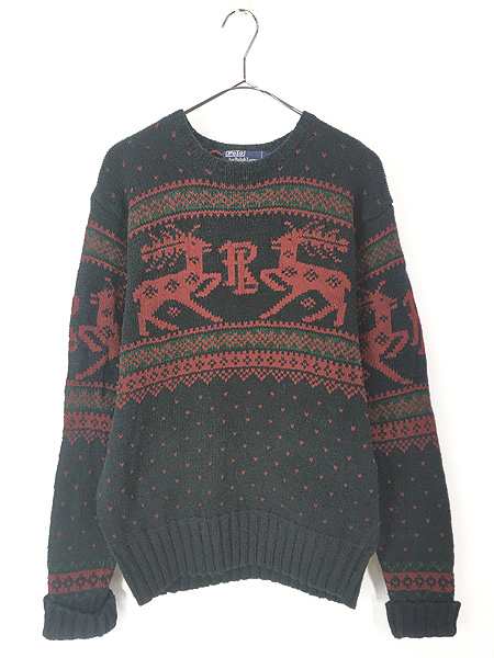古着 90s Polo Ralph Lauren トナカイ バーズアイ コットン ニット セーター L 古着の通販は