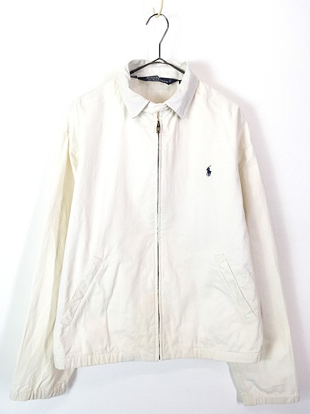 古着 90s Polo Ralph Lauren ワンポイント コットン ツイル スウィングトップ ジャケット 白 M 古着