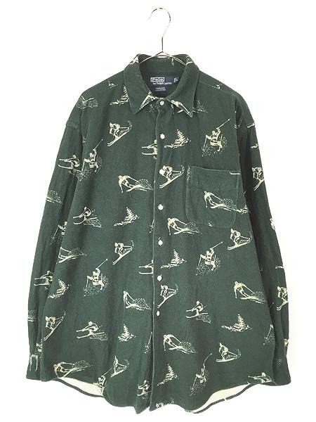 古着 Ralph Lauren 「MARLOWE」 スキー 総柄 フランネル シャツ ネルシャツ L 古着