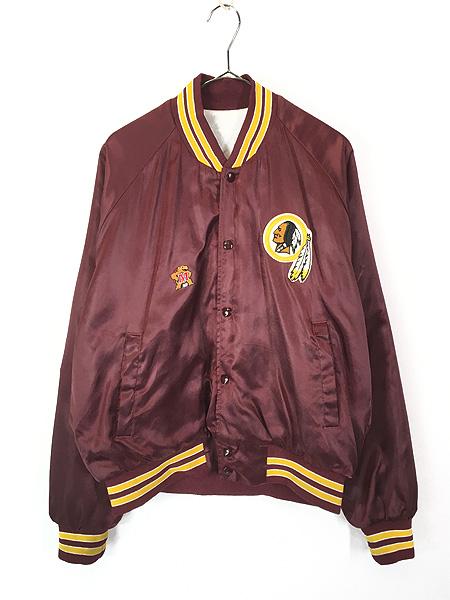 古着 90s NFL Washington Redskins レッドスキンズ 光沢 サテン スタジャン ジャケット XL位 古着
