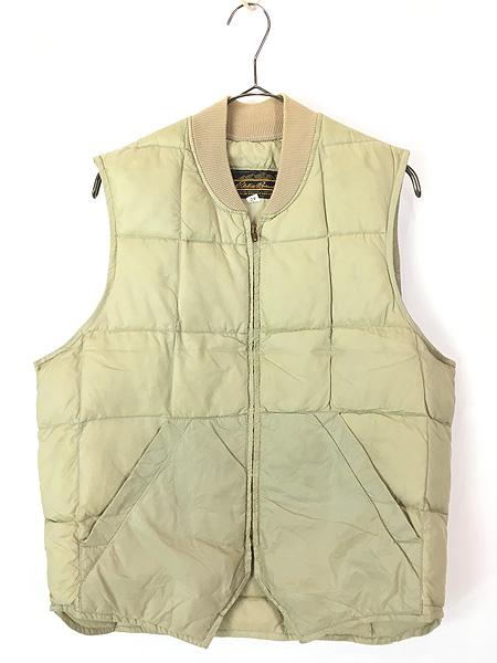 古着 70s Eddie Bauer 名作 「Downlight Canadian Vest」 キルティング ダウン ライト カナディアン ベスト ベージュ!! 40