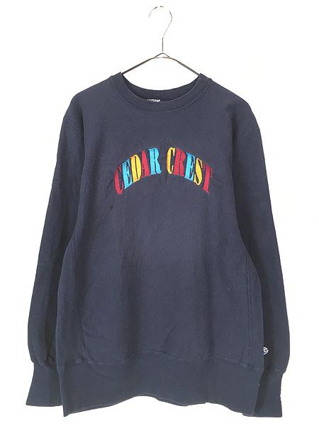 古着 90s USA製 Champion Reverse Weave 「CEDAR CREST」 カラフル 刺しゅう リバース スウェット L 古着