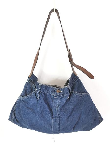 雑貨 古着 70s Blanche × DEE CEE リメイク ヴィンテージ デニム レザー ベルト ショルダー バッグ 古着