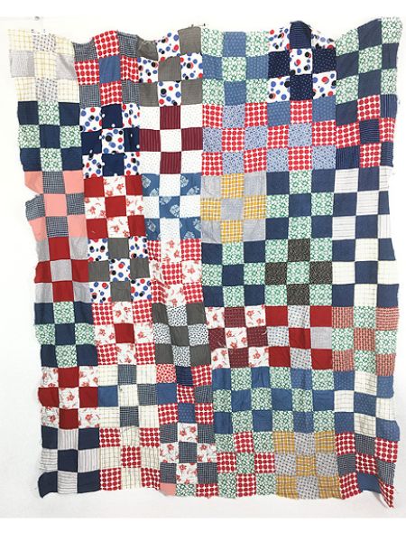 雑貨 古着 70s- 花 チェック 幾何学 パッチワーク ハンドメド カバー ファブリック シーツ インテリア 古着