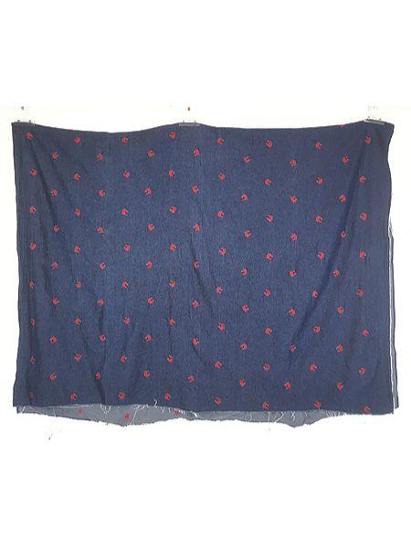 雑貨 古着 80s- カニ 蟹 刺しゅう デニム カバー ファブリック シーツ インテリア 古着