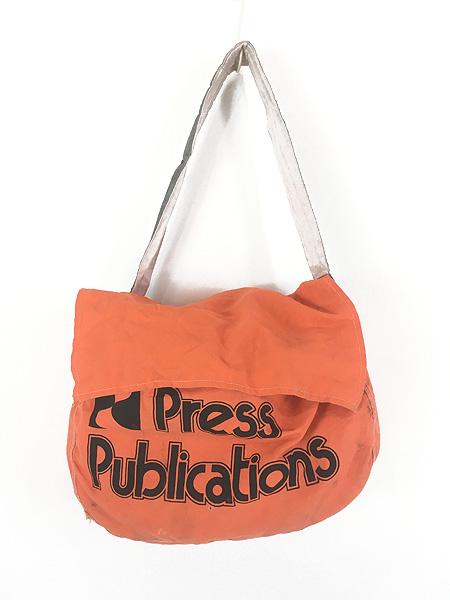 雑貨 古着 70s- 「Press Publications」 コットン キャンバス ニュースペーパー リフレクター ショルダー バッグ