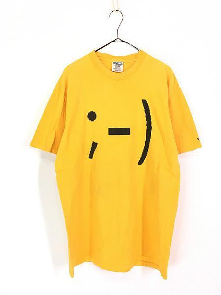 古着 90s USA製 Microsoft 「emoticon」 絵文字 フェイス PC コンピューター ソフトウェア Tシャツ L