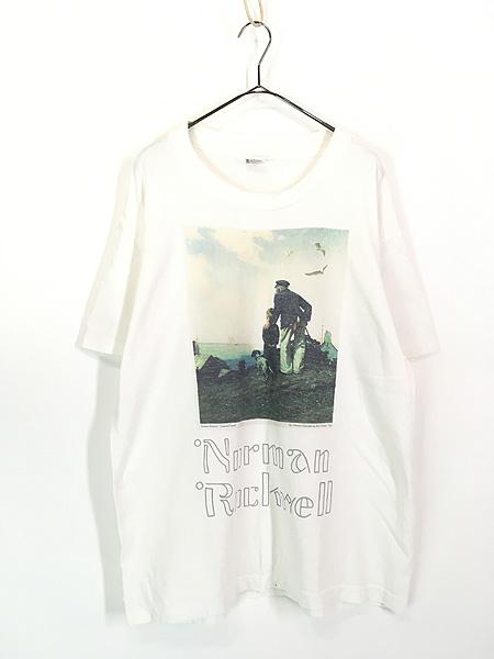 古着 90s USA製 Norman Rockwell 「Outward Bound」 フォト ピクチャー アート Tシャツ XL