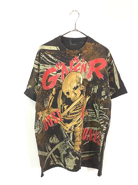 古着 90s GUNS N' ROSES 「Dust N' Bones」 豪華 スカル ボーン オールオーバー ハード ロック バンド Tシャツ XL位の通販は