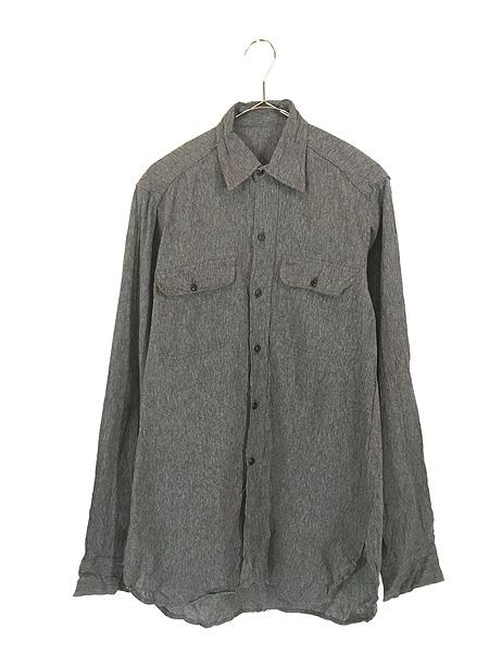 古着 Deadstock!! 40-50s マチ付 フラポケ 100%コットン ブラック シャンブレー デニム ワーク シャツ 黒シャン L位