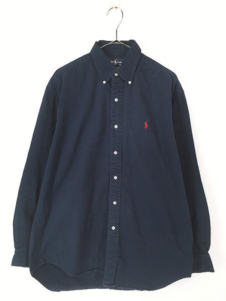 古着 90s Ralph Lauren 「BLAKE」 ワンポイント ソリッド BD シャツ 紺 M 古着の通販は 5,225円