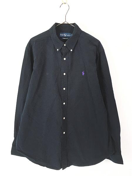 古着 90s Ralph Lauren 「CLASSIC FIT」 ワンポイント ソリッド BD シャツ 紺 XL 古着の通販は