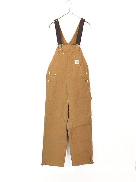 古着 10s USA製 Carhartt 防寒 パデット ブラウン ダック Wニー ワーク オーバーオール W35 L30 美品!! 古着の通販は