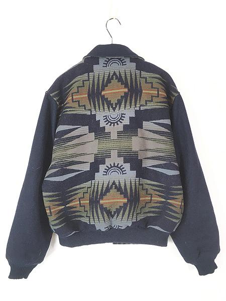 Pendleton ウールジャケット 幾何学模様　ウエスタン ペンドルトン ウール ウエスタン ジャケット（ブラック）M