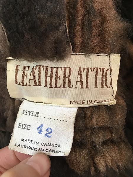 古着 80s Canada製 Leather Attic 本革 ムートン シープスキン レザー