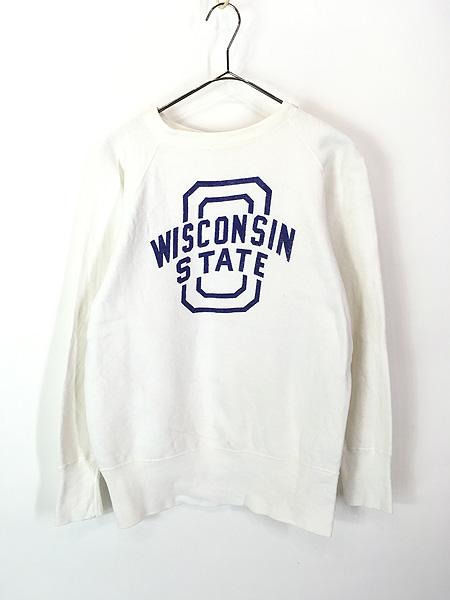 古着 60s Mayo Spruce 「WISCONSIN STATE」 長リブ ラグラン スウェット トレーナー M