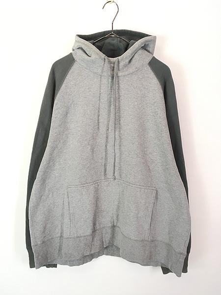 古着 90s LANDS' END 2tone ハイネック プルオーバー スウェット パーカー XL