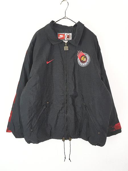 古着 90s NIKE NHL Chicago Blackhawks ブラックホークス パデット ナイロン ジャケット XL 古着