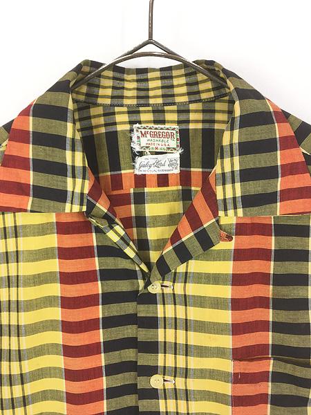 古着 50s USA製 McGREGOR 好配色 レアパターン チェック 開襟 ボックス