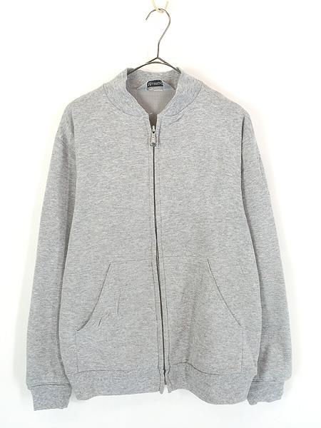 古着 90s USA製 Muleskins 無地 ソリッド メッシュ ライナー ダブルフェイス スウェット ジップ トレーナー L位