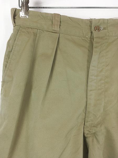 古着 50s 米軍 US ARMY 「メッシュポケット」 ミリタリー 8.2oz チノ トラウザーズ タック ショーツ ハーフ パンツ チノパン 32R