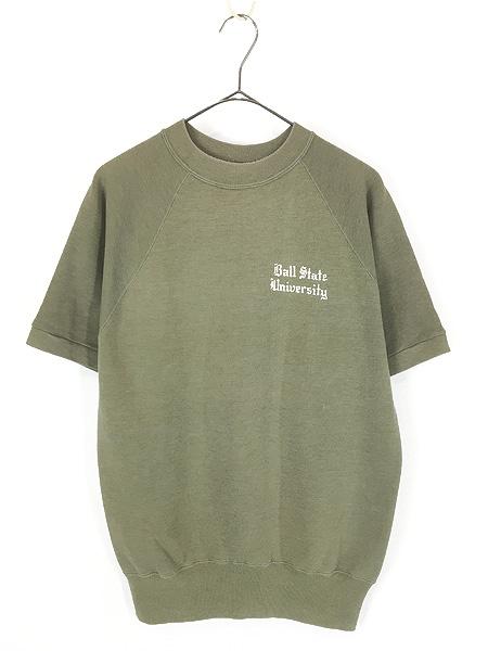 古着 60s Champion 「Ball State University」 カレッジ 半袖 ラグラン ヴィンテージ スウェット トレーナー L 古着