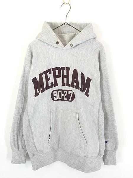 古着 90s USA製 Champion Reverse Weave 「MEPHAM」 ナンバリング 2段 カレッジ スウェット パーカー L 古着