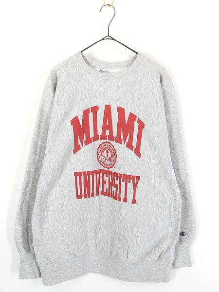 古着 90s USA製 Champion Reverse Weave 「MIAMI UNIVERSITY」 3段 カレッジ スウェット トレーナー XXL 古着