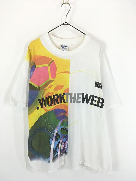 古着 00s Lotus 「.WORK THE WEB」 IBM ソフトウェア グラフィック Tシャツ XL