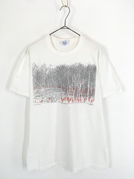 古着 90s USA製 B.Johnson 「A Day in the Wilderness」 荒野の1日 アート Tシャツ L