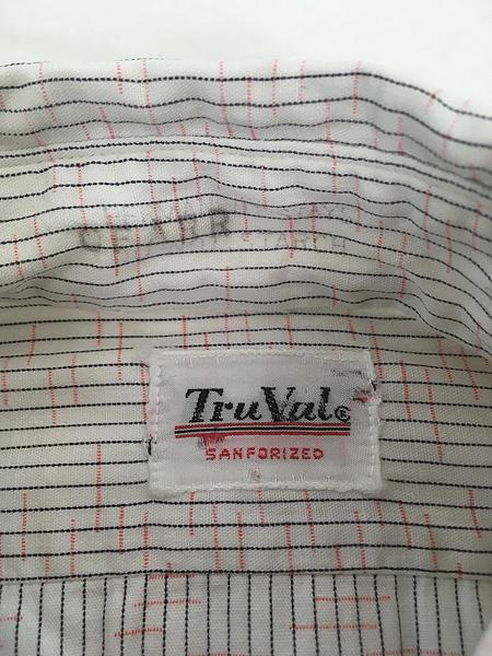 古着 50s Tru Val 黒ピン!! カスリ × ストライプ 総柄 マチ付 コットン