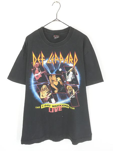 古着 90s USA製 DEF LEPPARD 「The 7-Days Weekend Tour」 ツアー ハード ロック バンド Ｔシャツ XL