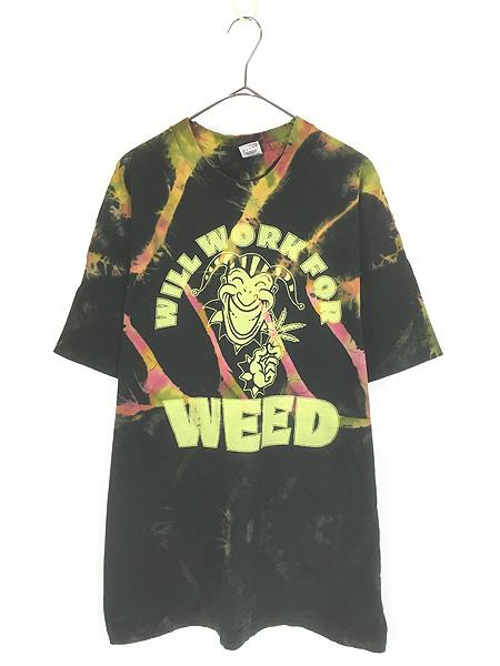 古着 90s USA製 Ann Arbor Hash Bash 「Will Work For WEED」 大麻 マリファナ ガンジャ ドラック タイダイ Tシャツ XL