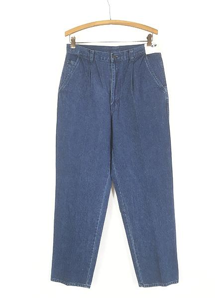 古着 Deadstock!! 90s Dockers 40487-3817 濃紺 ブルー デニム チノ タック トラウザー パンツ ジーンズ ストレート W33 L32