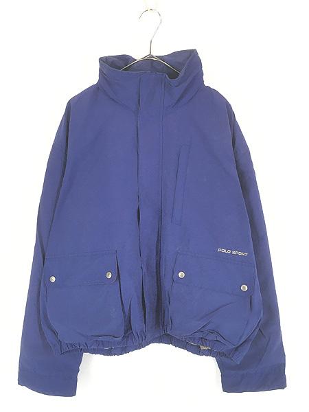 古着 90s POLO SPORT Ralph Lauren ロゴ 刺しゅう コットン ナイロン シェル 2way ジャケット L 古着