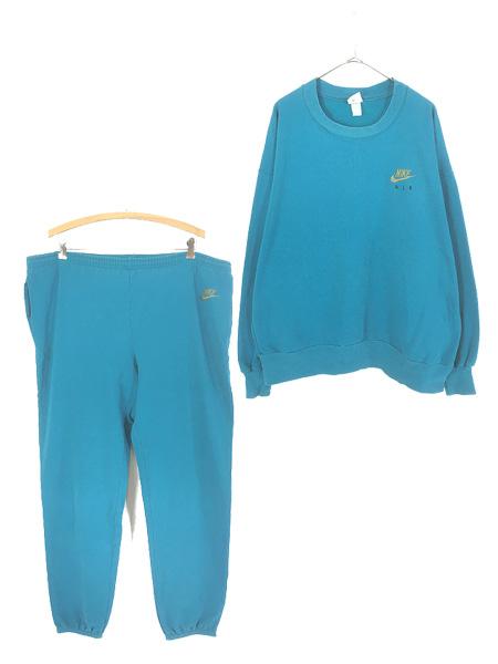 古着 90s USA製 NIKE AIR ロゴ スウォッシュ ワンポイント 刺しゅう スウェット トレーナー & パンツ セットアップ XL 古着