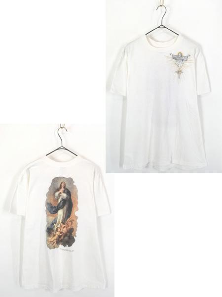古着 90s USA製 The Immaculate Conception 無原罪の御宿り 聖母マリア イエス キリスト アート Tシャツ L