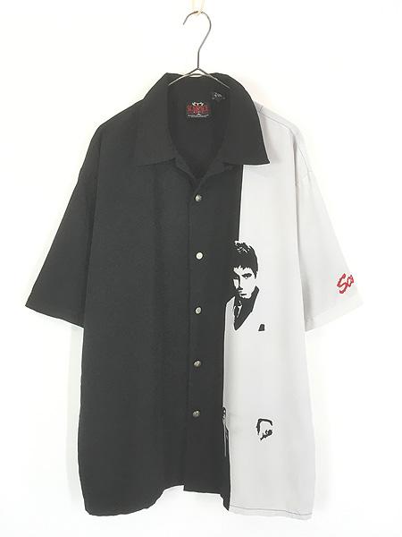 古着 00s SCARFACE アル パチーノ 映画 ムービー 開襟 ボックス チカーノ シャツ 半袖 XL