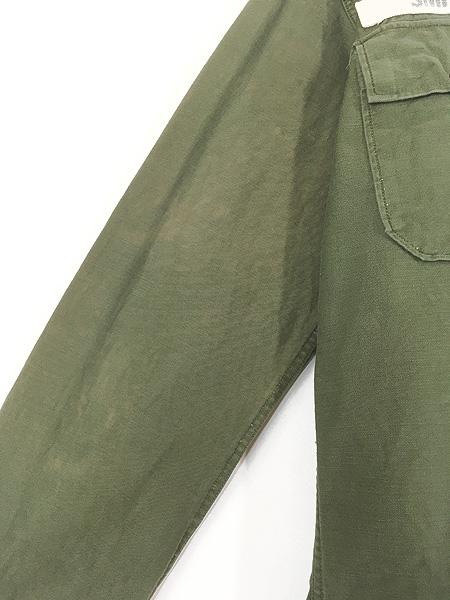 古着 60s 米軍 US ARMY 「1st 前期」 100% コットン サテン ミリタリー ユーティリティー ファティーグ シャツ XL位 古着 60s 米軍 US ARMY 「1st 前期」 100% コットン サテン ミリタリー