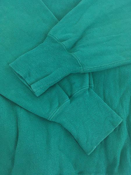 古着 90s USA製 Champion Reverse Weave 青目 ワンポイント リバース スウェット トレーナー 緑 XL 古着