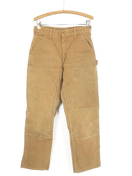 古着 USA製 Carhartt BRN フェード ブラウン ダック Wニー ワーク ペインター パンツ W30 L31 古着