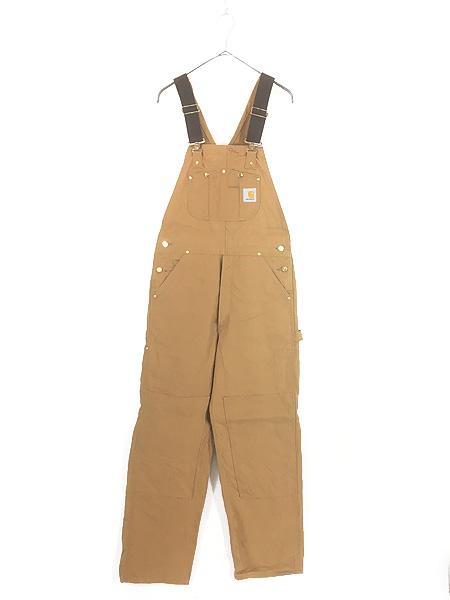 古着 10s Carhartt BRN ブラウン ダック Wニー ワーク オーバーオール W32 L31 古着