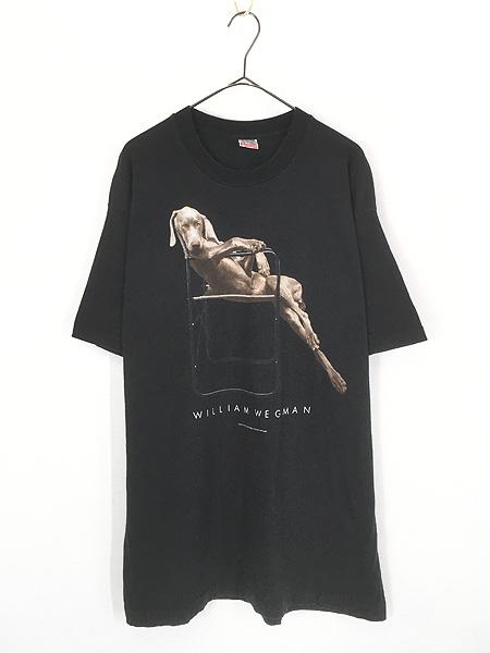 古着 90s USA製 WILLIAM WEGMAN 犬 アニマル フォト アート Tシャツ XL 古着