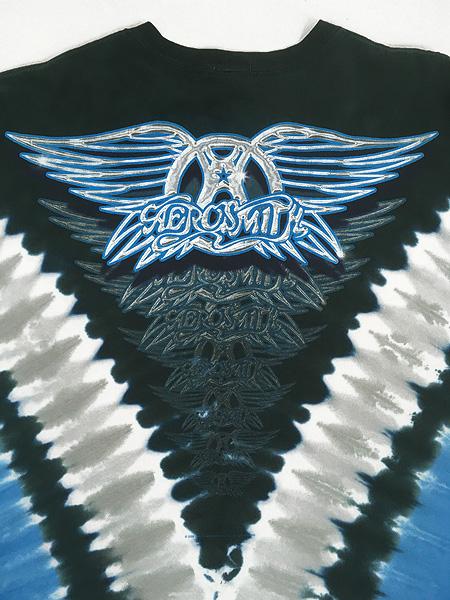 古着 00s AERO SMITH ロゴ & ギター ハード ロック バンド タイダイ Tシャツ XL 古着 00s AERO SMITH ロゴ & ギター ハード ロック バンド タイダイ T