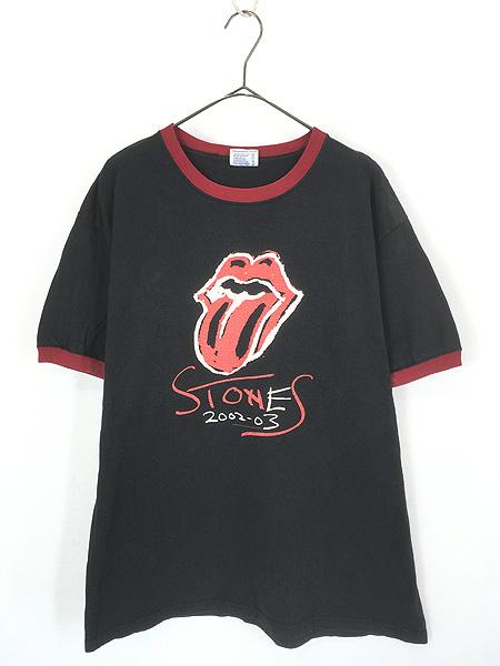 古着 00s USA製 Rolling Stones 「Satisfaction Licks Tour 2002-03」 ツアー ロック バンド リンガー Ｔシャツ L