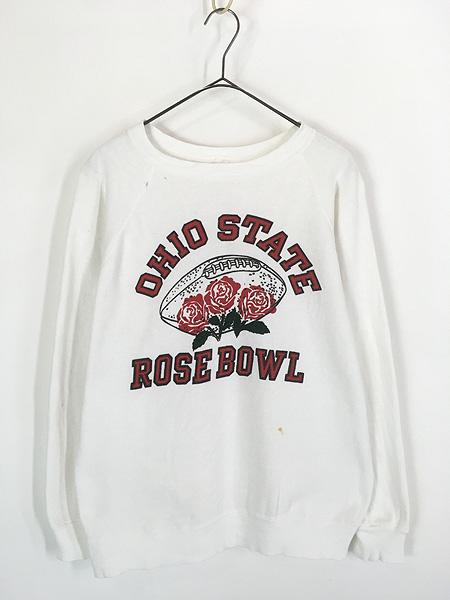 古着 60s Velva Sheen 「OHIO STATE ROSE BOWL」 染み込み ラグラン ヴィンテージ スウェット トレーナー L