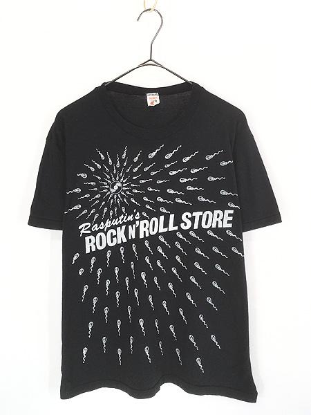 古着 80s USA製 Rasputin’s ROCK N’ROLL STORE レコード ギター ミュージック エロ Tシャツ L